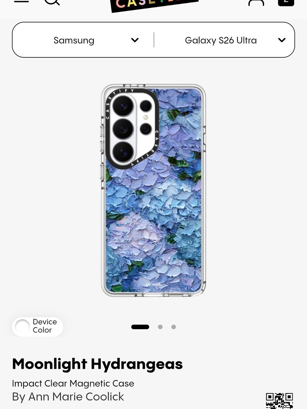 Casetify Moonlight Hydrangeas Clear Case - Blue & Purple